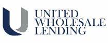 The logo for united wholesale lending is blue and gray.
