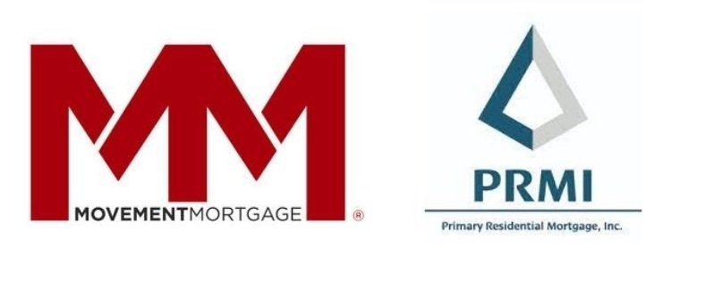 Two logos for movement mortgage and prmi on a white background