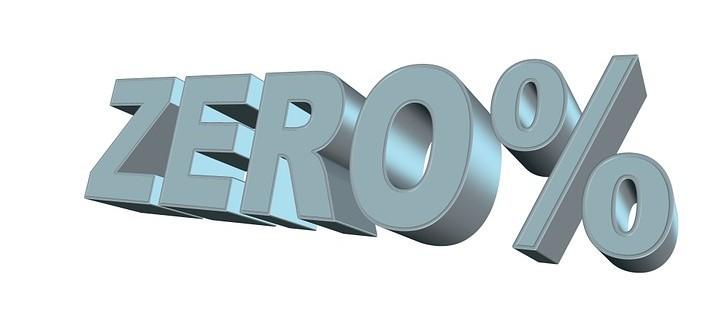 A 3d rendering of the word zero % on a white background