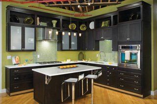 Kitchen remodeling project with black kitchen cabinets