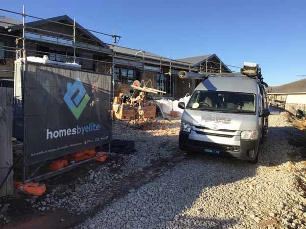 trucks at work site