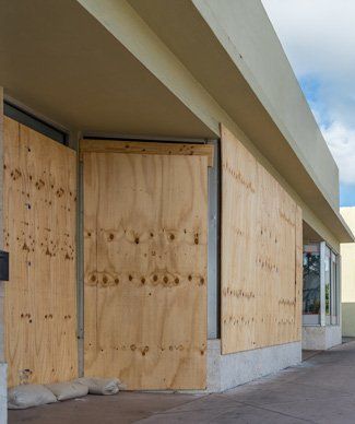 boarded up windows