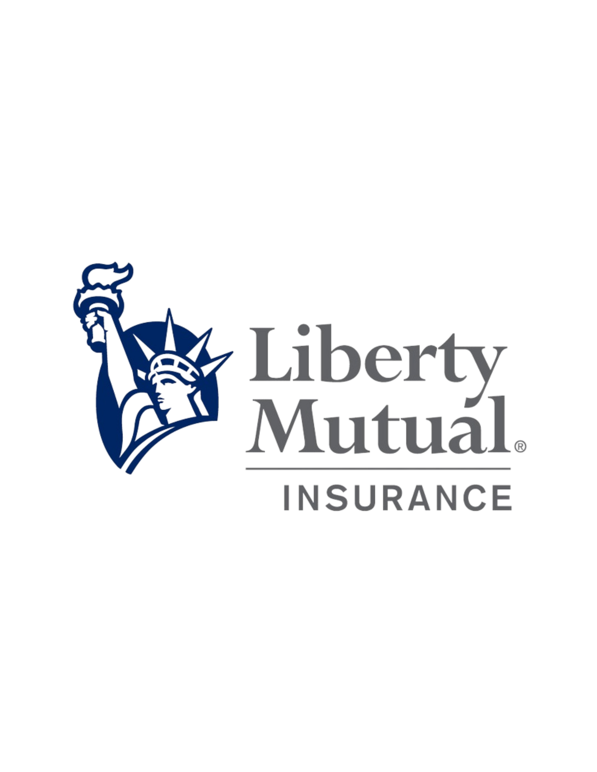 The logo for liberty mutual insurance shows the statue of liberty holding a torch.