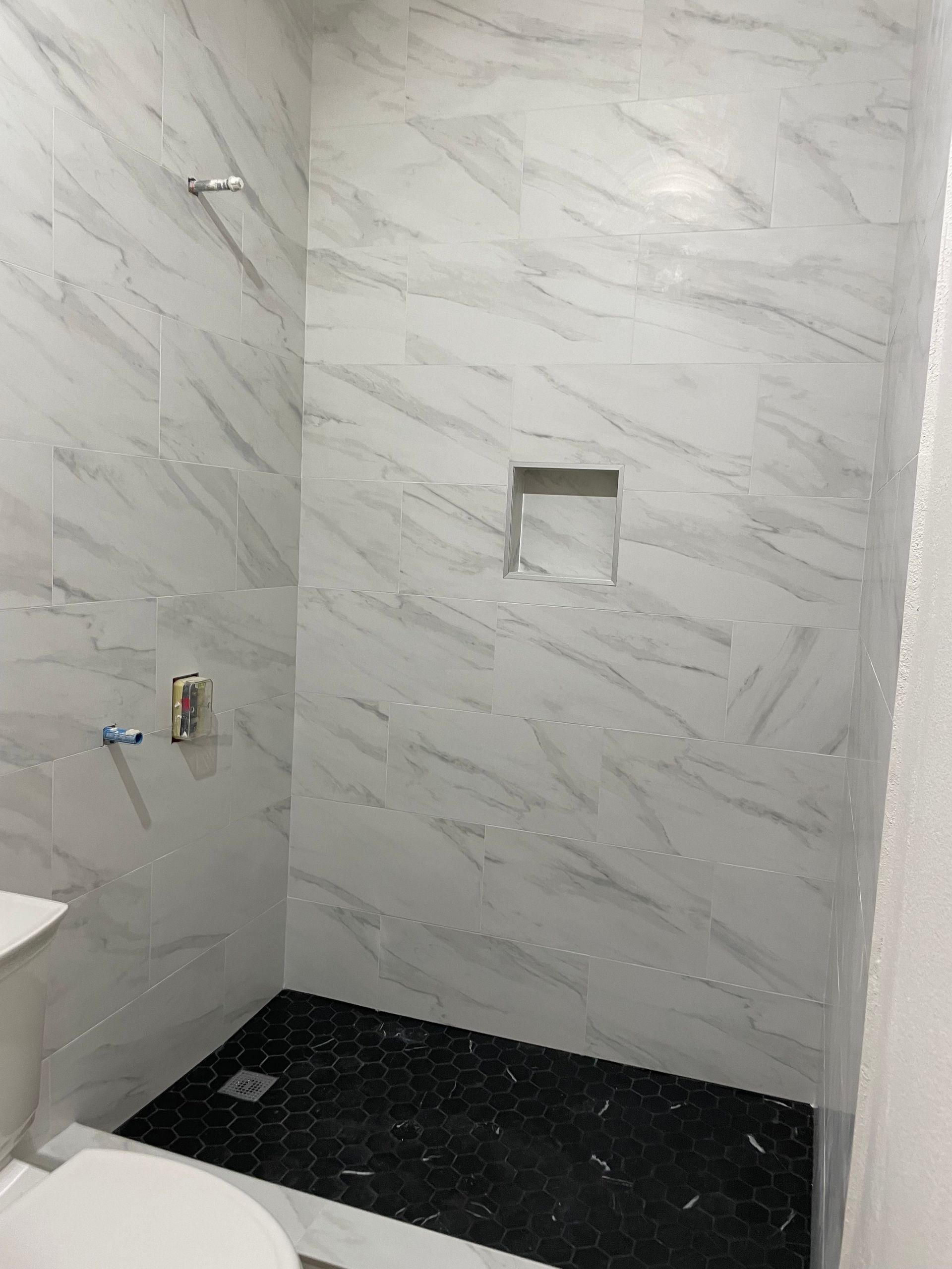 Walk-In Shower with Marble Tiles — Maple Valley, WA — One Source Contracting LLC