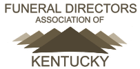 Funeral Directors Association of Kentucky logo. Brown mountains with text above and below.