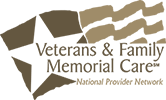 Logo for Veterans & Family Memorial Care, with a star and flag motif.