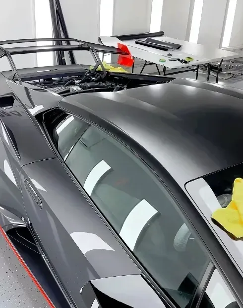 Lamborghini Huracan STO Came in for FULL Vinyl Vehicle wrap in Satin Black.