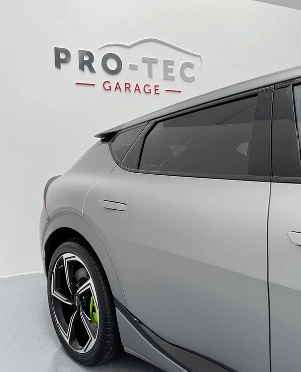 A gray KIA EV6 GT car in for ceramic coating in Rouse Hill feynlab v2 coating.