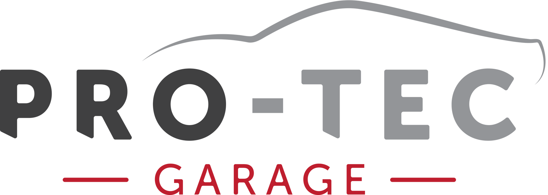 A logo for pro-tec garage with a car on it