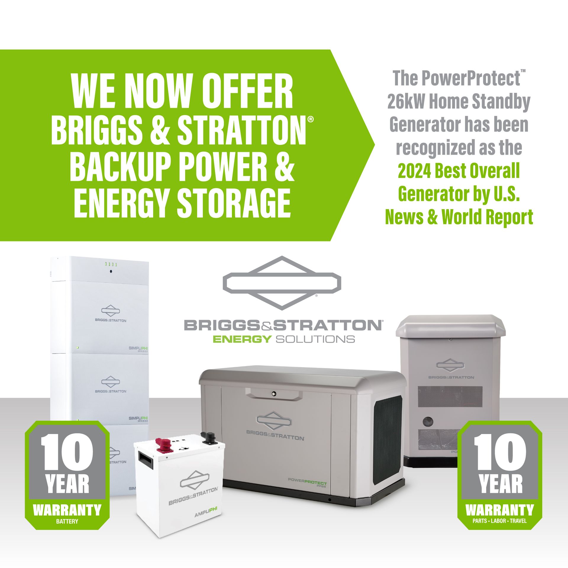 We now offer briggs & stratton backup power and energy storage