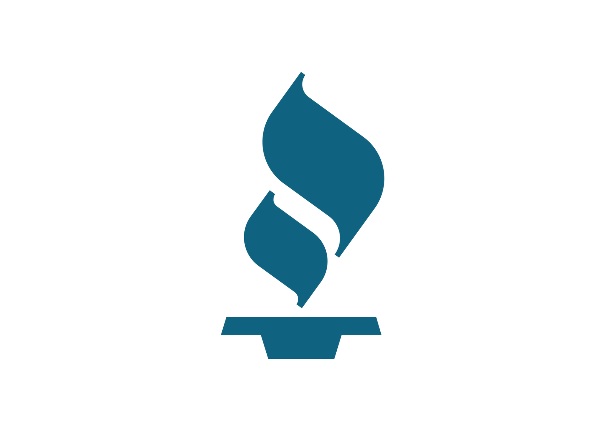 Blue flame torch icon on white background.