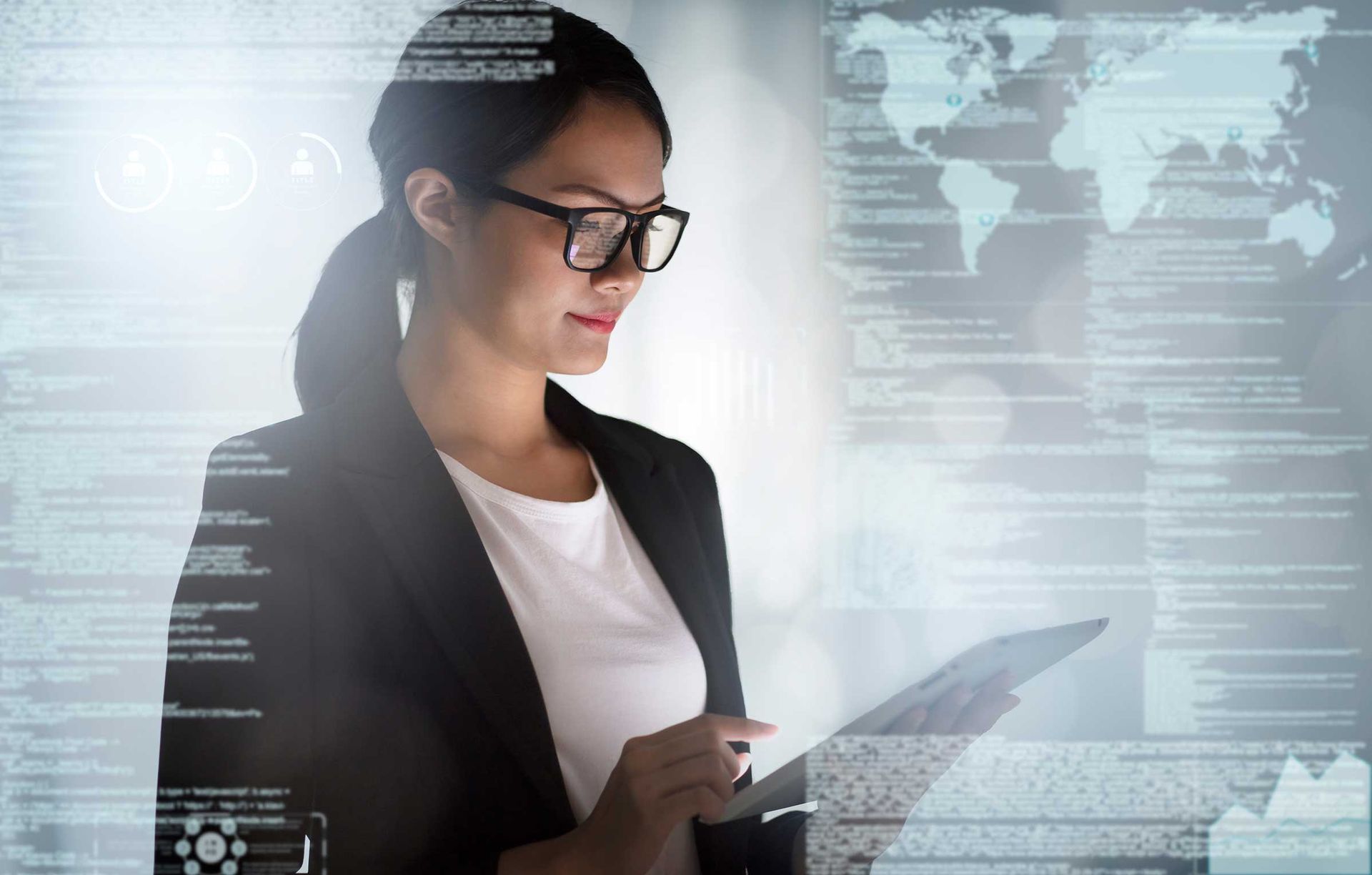 Analyst reviewing due diligence documents with global data for UAE compliance checks