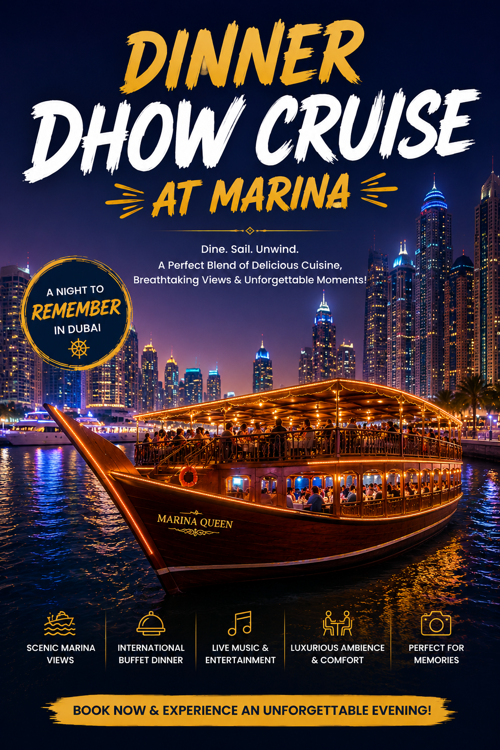 Dinner Dhow Cruise at Dubai Marina