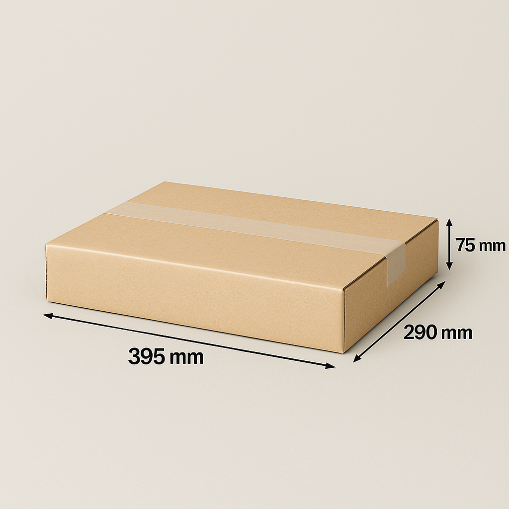 Enkelwandige bruine kartonnen dozen 395x290x75mm