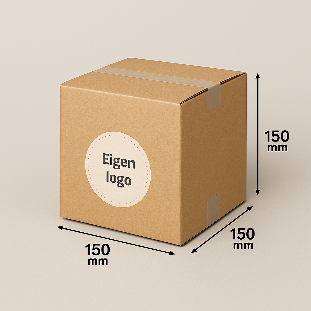 Bedrukte dozen bruin 150x150x150mm