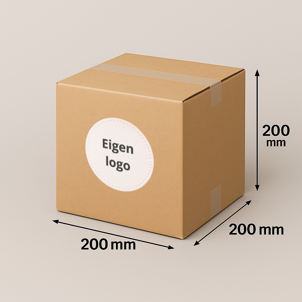 Bedrukte dozen bruin 200x200x200mm
