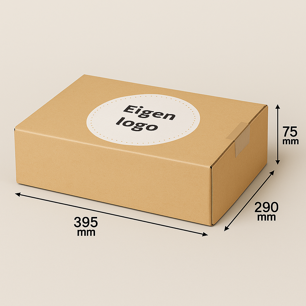 Bedrukte dozen bruin 395x290x75mm