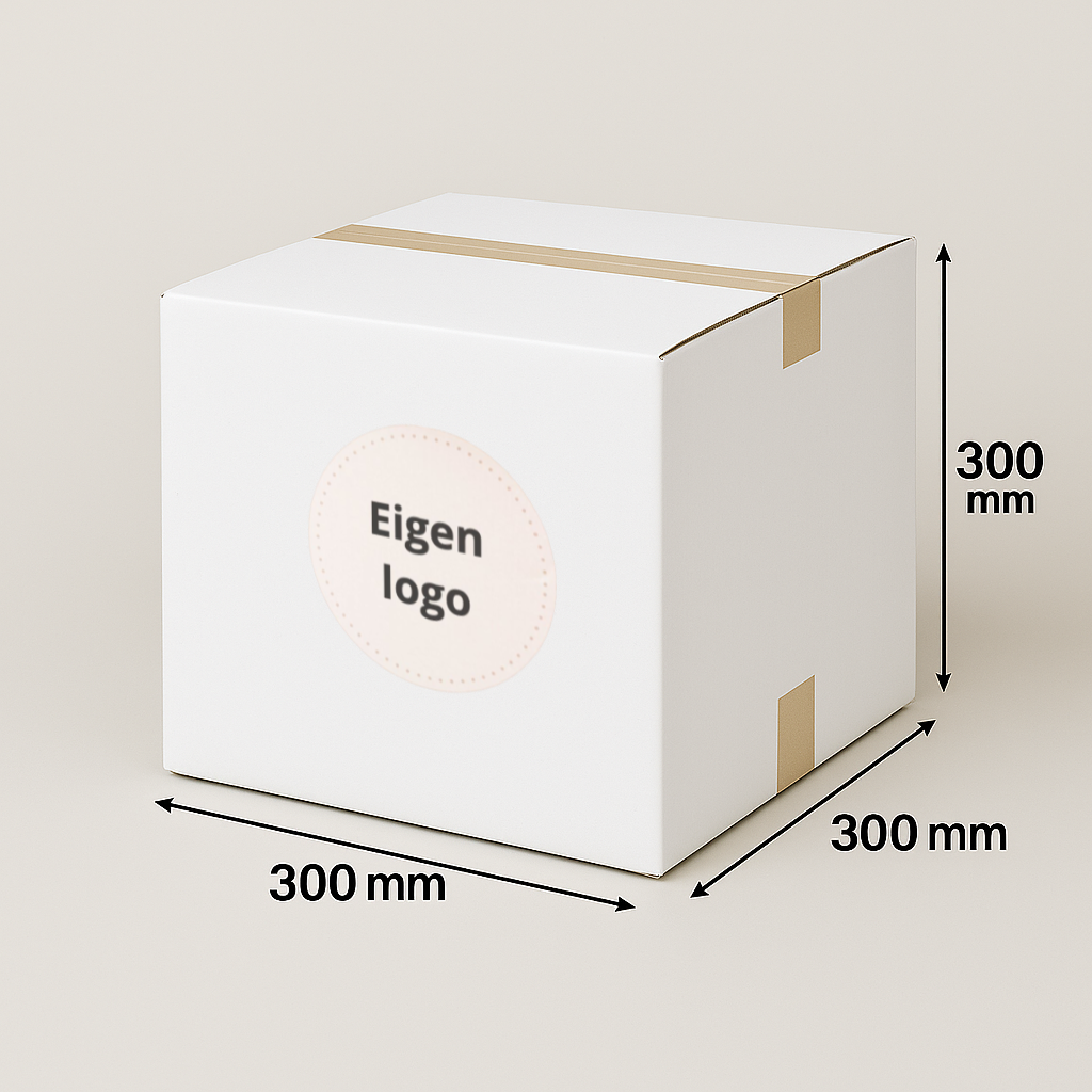 Bedrukte dozen wit 300x300x300mm