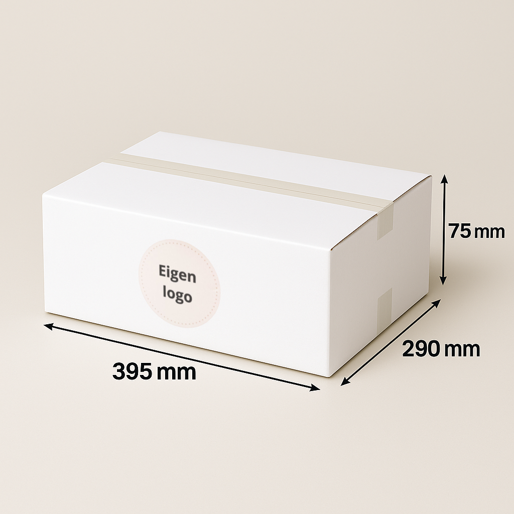 Bedrukte dozen wit 395x290x75mm