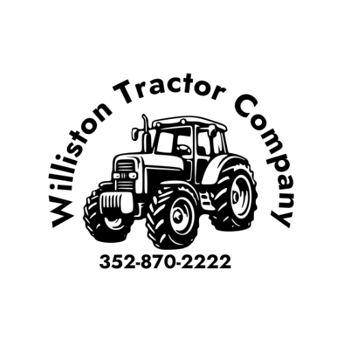 A black and white logo for a tractor company.