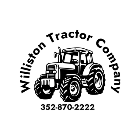 A black and white logo for a tractor company.
