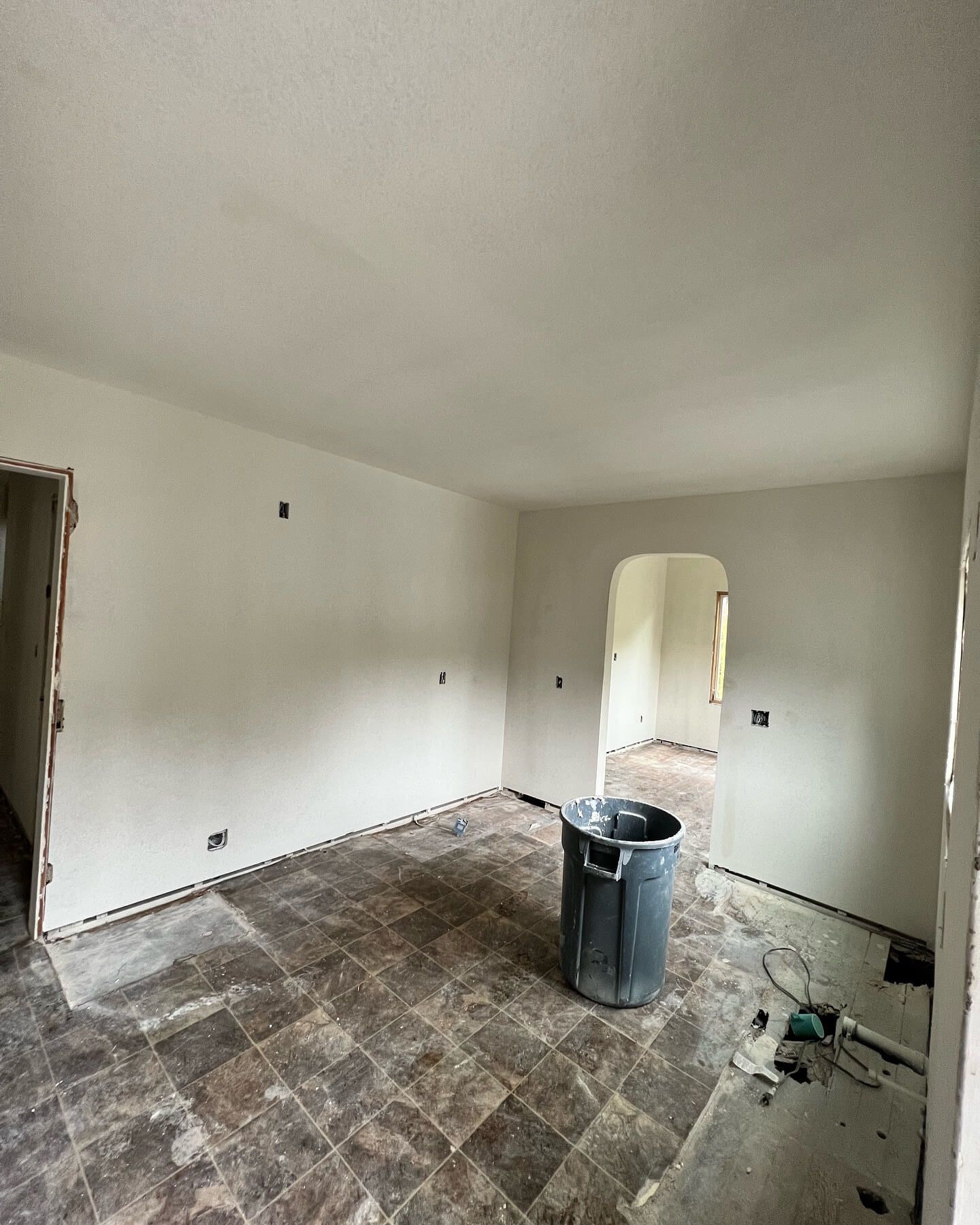 Room undergoing renovation with exposed flooring Room undergoing renovation with exposed flooring