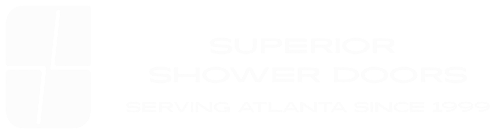 A black and white logo for a company called superior shower doors.