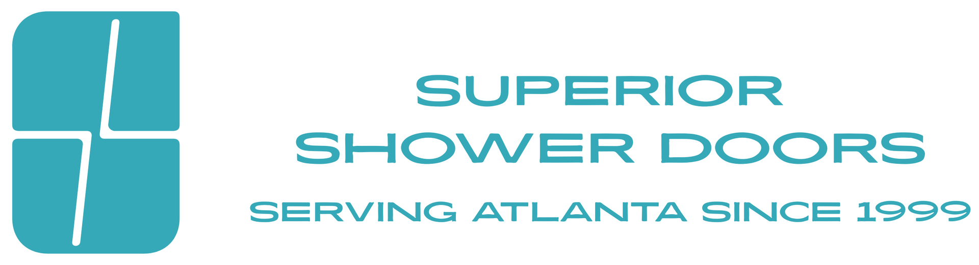 The logo for superior shower doors shows a drop of water.