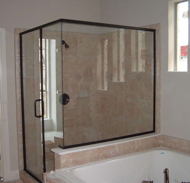 Superior Shower Doors Atlanta GA - image of frameless shower doors in master bathroom