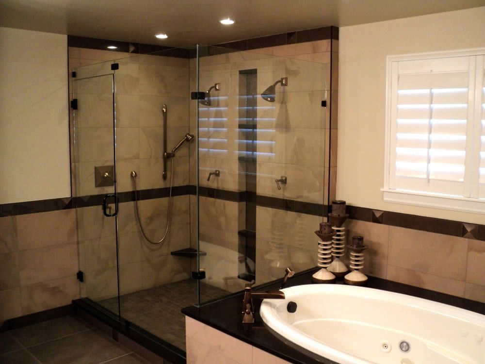 Superior Shower Doors Atlanta GA - image of frameless shower doors in master bathroom