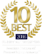 "10 Best" award logo with gold wreath and text, "2016" in a blue rectangle.