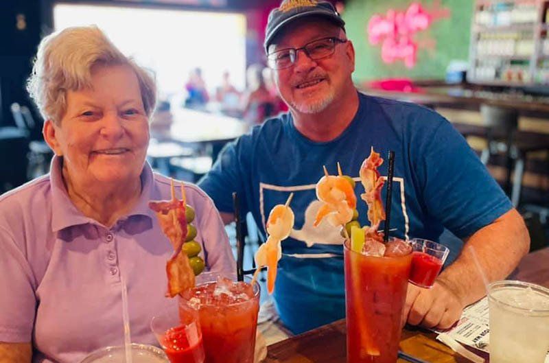 Active Senior couple having drinks