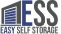 Logo for Easy Self Storage; blue garage icon with "ESS" text and "Easy Self Storage" text below.