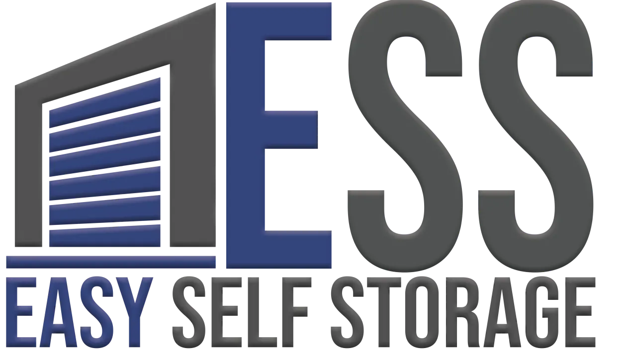 Logo for Easy Self Storage; blue garage icon with "ESS" text and "Easy Self Storage" text below.