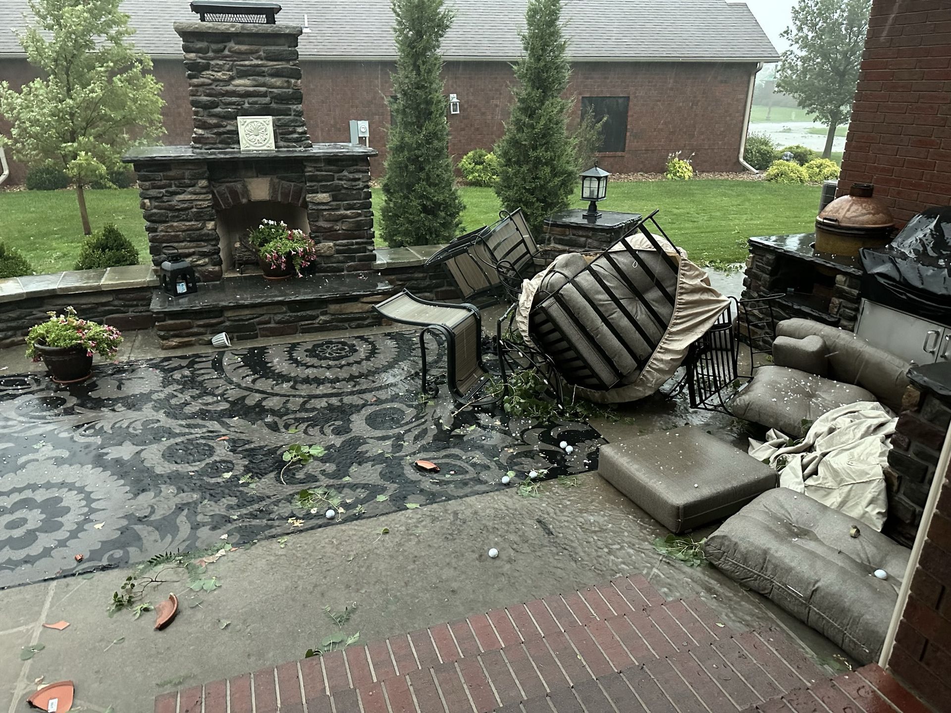 Patio furniture turned up from the storm
