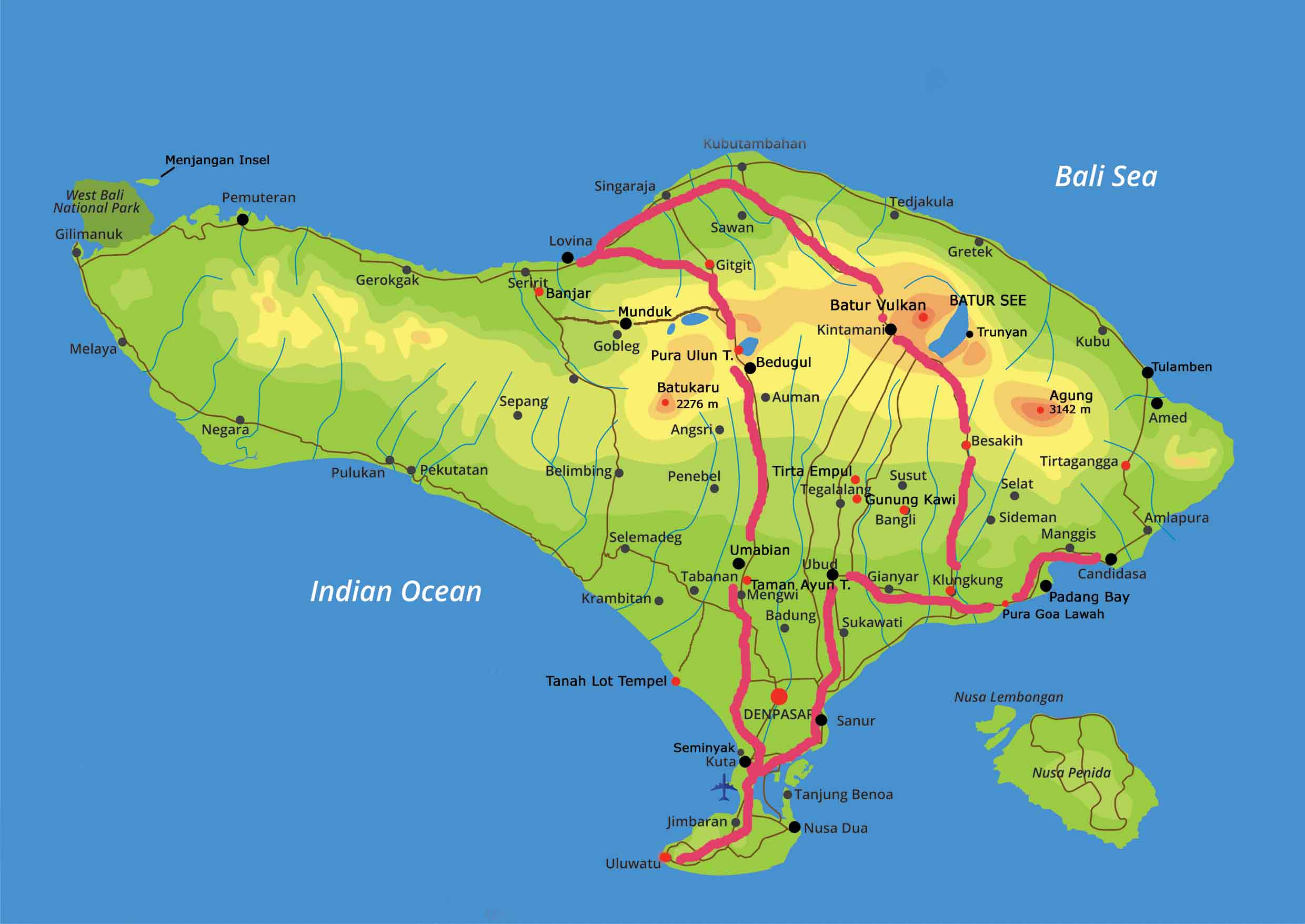 Bali Reise kompakt Karte