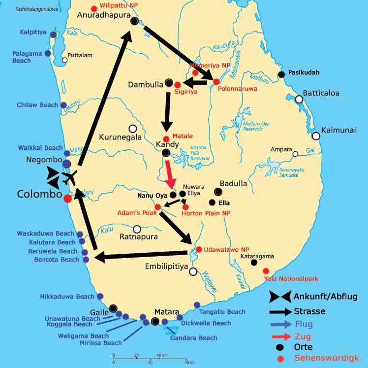 Sri Lanka Karte  MAYA-TRAVELS