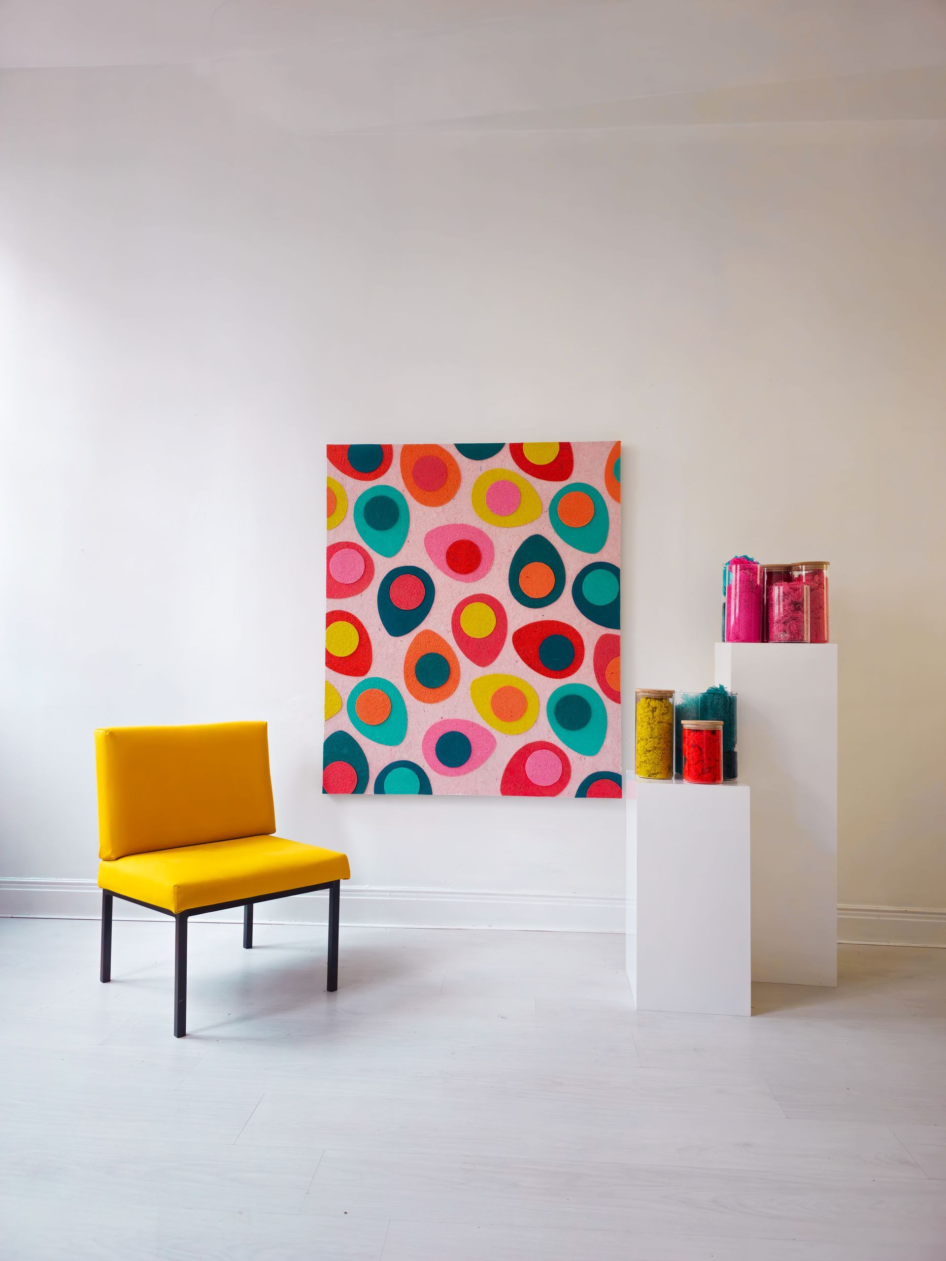 Contemporary wall art made from reclaimed textile materials