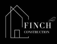 Logo for Finch Construction featuring a white line drawing of a house with a small bird icon, set against a black background.