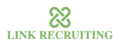 The logo for link recruiting has a green infinity symbol on it.