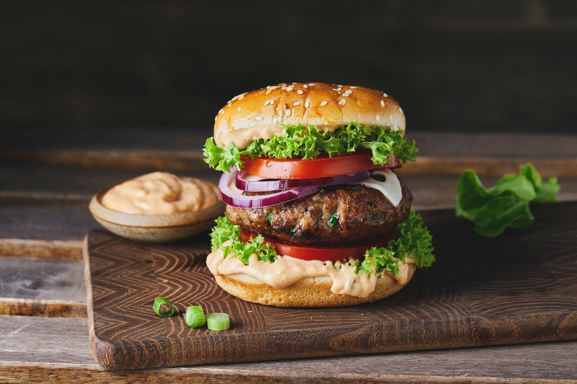 Hamburger with Lettuce, Tomato, and Onions  – Vandalia, MO – Baum's Family Fun Center