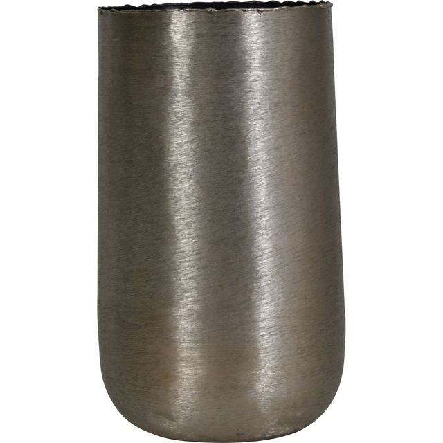 Mary Jurek Vase 9” Stainless Steel Hammered Pocket Slender Silver Metal  Abstract