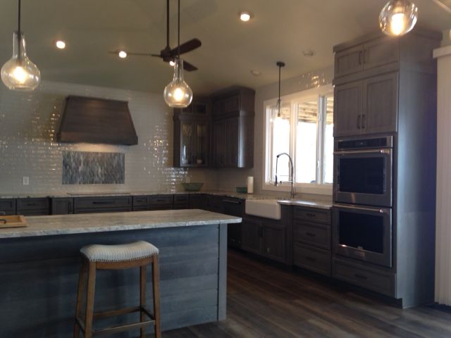 custom blue kitchen island