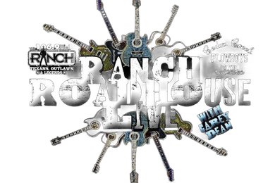 Large metallic “Ranch House” logo with radiating guns and a small “Pit” badge on a white background