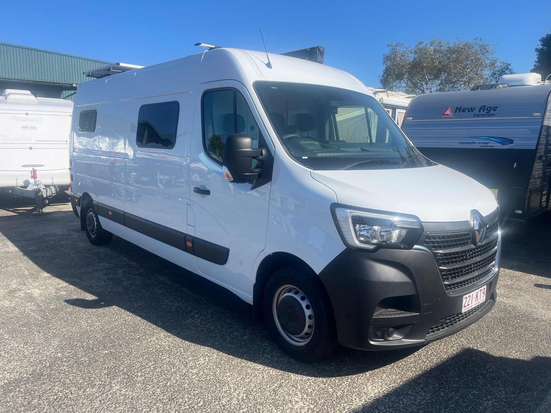 A Used Motorhome For Sale In A Storage Yard - Perkins Caravans Ballina