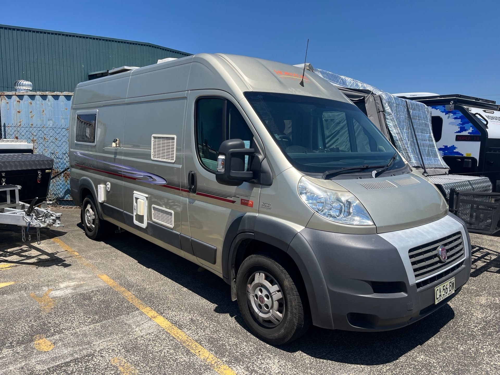A Used Motorhome On Display In A Yard - Perkins Caravans Ballina
