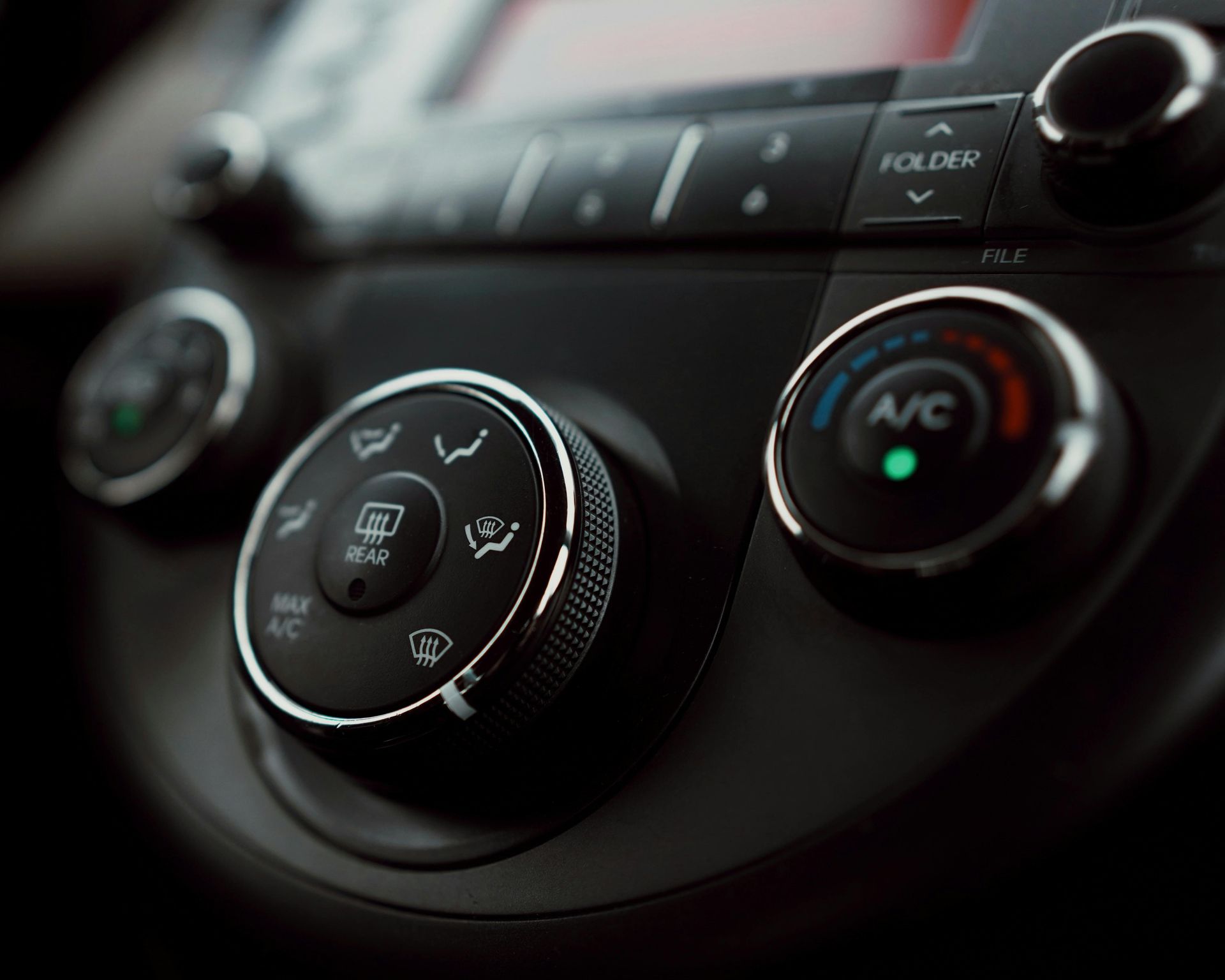 A close up of a car air conditioning system