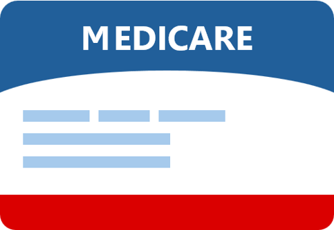 A blue, white and red graphic of a generic Medicare card.
