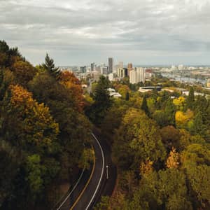 Downtown Portland Oregon Skyline Fall October Scene