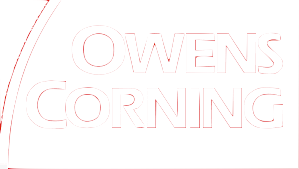 A red and white logo for owens corning on a white background.
